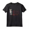 Ojos Azules Cat Heartbeat ECG Divertente per gli Amanti dei Gatti - Maglia a Manica Ideale per Compleanno, Natale, San Valentino