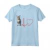Ojos Azules Cat Heartbeat ECG Divertente per gli Amanti dei Gatti - Maglia a Manica Ideale per Compleanno, Natale, San Valentino