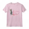 Ojos Azules Cat Heartbeat ECG Divertente per gli Amanti dei Gatti - Maglia a Manica Ideale per Compleanno, Natale, San Valentino