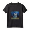 Donna Carino Ojos Azules Gatto in un Cielo Stellato Notte Pittura Maglietta con Collo a V - Ideale per Amanti dei Gatti e Regali Speciali - Perfetta per Compleanni, Natale o Feste in Famiglia