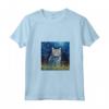 Donna Carino Ojos Azules Gatto in un Cielo Stellato Notte Pittura Maglietta con Collo a V - Ideale per Amanti dei Gatti e Regali Speciali - Perfetta per Compleanni, Natale o Feste in Famiglia