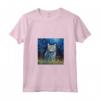 Donna Carino Ojos Azules Gatto in un Cielo Stellato Notte Pittura Maglietta con Collo a V - Ideale per Amanti dei Gatti e Regali Speciali - Perfetta per Compleanni, Natale o Feste in Famiglia