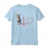 Ojos Azules Cat Heartbeat ECG Divertente - Maglietta per Amanti dei Gatti - Regalo Ideale per Compleanno, Natale o San Valentino