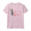 Ojos Azules Cat Heartbeat ECG Divertente - Maglietta per Amanti dei Gatti - Regalo Ideale per Compleanno, Natale o San Valentino