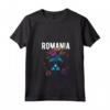 Donna Paese della Romania - Gatto con Occhiali da Sole e Fiori Design Maglietta Collo a V - Ideale per Viaggiatori e Amanti della Romania