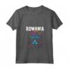 Donna Paese della Romania - Gatto con Occhiali da Sole e Fiori Design Maglietta Collo a V - Ideale per Viaggiatori e Amanti della Romania