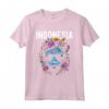 Paese dell'Indonesia Gatto con Occhiali da Sole Design Fiori Maglietta - Souvenir Colorato per Viaggiatori e Amanti dei Gatti