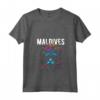 Donna Paese delle Maldive - Gatto con Design Floreale Maglietta Collo a V - Souvenir Colorato per Viaggiatori e Amanti dei Gatti
