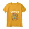 Donna Paese delle Maldive - Gatto con Design Floreale Maglietta Collo a V - Souvenir Colorato per Viaggiatori e Amanti dei Gatti