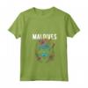Donna Paese delle Maldive - Gatto con Design Floreale Maglietta Collo a V - Souvenir Colorato per Viaggiatori e Amanti dei Gatti