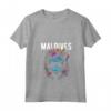 Donna Paese delle Maldive - Gatto con Design Floreale Maglietta Collo a V - Souvenir Colorato per Viaggiatori e Amanti dei Gatti