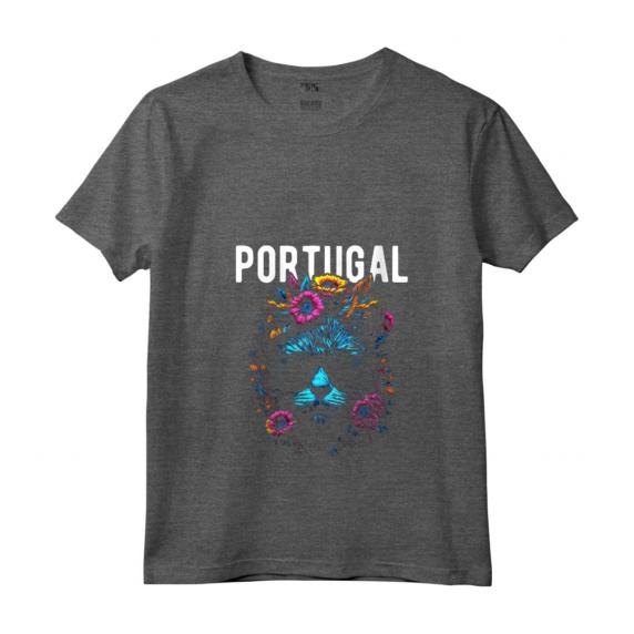 Donna Portogallo Gatto con Occhiali da Sole e Fiori Design Maglietta Collo a V - Souvenir Colorato per Viaggiatori e Amanti del Portogallo - Perfetto per Regali o Ricordi di Viaggio