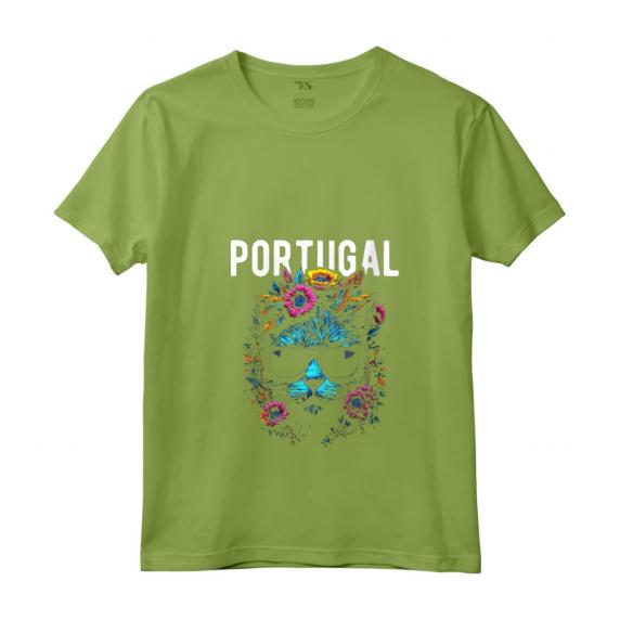 Donna Portogallo Gatto con Occhiali da Sole e Fiori Design Maglietta Collo a V - Souvenir Colorato per Viaggiatori e Amanti del Portogallo - Perfetto per Regali o Ricordi di Viaggio
