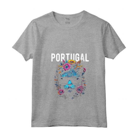 Donna Portogallo Gatto con Occhiali da Sole e Fiori Design Maglietta Collo a V - Souvenir Colorato per Viaggiatori e Amanti del Portogallo - Perfetto per Regali o Ricordi di Viaggio