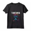 Donna Paese della Tanzania Gatto con Design di Fiori - Maglietta Souvenir per Viaggiatori e Amanti della Tanzania