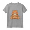 Cute Bear & Boba Tea - Kawaii Maglietta Bubble Tea Anime - Ideale come Regalo Divertente