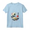 Donna Portoghese Podengo Pequeno Giapponese Kanagawa Wave Surf Leale Maglietta con Collo a V - Regalo per Amanti dei Cani - Ideale per Natale, Ringraziamento o Compleanni