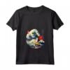 Donna Portoghese Podengo Pequeno Giapponese Kanagawa Wave Surf Leale Maglietta con Collo a V - Regalo per Proprietari di Cani - Ideale per Natale, Ringraziamento o Compleanni