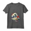 Donna Portoghese Podengo Pequeno Giapponese Kanagawa Wave Surf Leale Maglietta con Collo a V - Regalo per Proprietari di Cani - Ideale per Natale, Ringraziamento o Compleanni