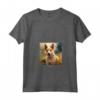 Portoghese Podengo Pequeno Cane Giardino Fiori Pittura Pet Maglietta con Collo a V - Ideale Regalo per Proprietari di Cane Podengo Pequeno - Leggera e Durevole