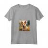 Portoghese Podengo Pequeno Cane Giardino Fiori Pittura Pet Maglietta con Collo a V - Ideale Regalo per Proprietari di Cane Podengo Pequeno - Leggera e Durevole