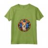 Portoghese Podengo Pequeno Dog Stained Glass Leadlight Maglietta con Collo a V - Capolavoro di Arte per Amanti dei Cani Portoghese Podengo Pequeno