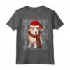 Natale Ugly Christmas Podenco Portoghese Maglietta - Regalo Divertente per Amanti dei Cani - Santa Hat Xmas Portuguese Podengo Pequeno