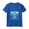 Donna More Bubbles Less Troubles - Maglietta Produzione di Sapone con Collo a V per Amanti del Benessere e del Bagnoschiuma
