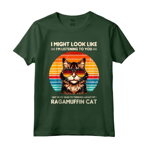 I Might Look Like I'm Listening To You Ragamuffin Cat Maglietta - Ideale per gli Amanti di Ragamuffin - Taglio Classico e Leggero