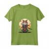 Donna Samurai Gatto Giapponese Kawaii Ninja Ragamuffin Cat - Maglietta con Collo a V, Design Unico di Moda Giapponese