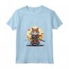 Donna Samurai Gatto Giapponese Kawaii Ninja Ragamuffin Cat - Maglietta con Collo a V, Design Unico di Moda Giapponese