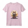 Donna Samurai Gatto Giapponese Kawaii Ninja Ragamuffin Cat - Maglietta con Collo a V, Design Unico di Moda Giapponese