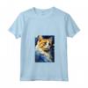 Donna Ragamuffin Gatto Notte Stellata Pittura Uomini Donne Bambini Maglietta con Collo a V - Regalo Carino per Amanti dei Gatti - Ideale per Natale o Compleanni