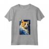 Donna Ragamuffin Gatto Notte Stellata Pittura Uomini Donne Bambini Maglietta con Collo a V - Regalo Carino per Amanti dei Gatti - Ideale per Natale o Compleanni