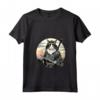 Donna Gatto Ninja Giapponese Kawaii Ragamuffin Samurai - Maglietta con Collo a V - Design Unico e Creativo per Amanti dei Gatti