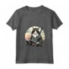 Donna Gatto Ninja Giapponese Kawaii Ragamuffin Samurai - Maglietta con Collo a V - Design Unico e Creativo per Amanti dei Gatti