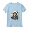 Donna Gatto Ninja Giapponese Kawaii Ragamuffin Samurai - Maglietta con Collo a V - Design Unico e Creativo per Amanti dei Gatti