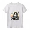 Donna Gatto Ninja Giapponese Kawaii Ragamuffin Samurai - Maglietta con Collo a V - Design Unico e Creativo per Amanti dei Gatti