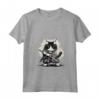 Donna Gatto Ninja Giapponese Kawaii Ragamuffin Samurai Maglietta con Collo a V - Design Unico per Appassionati di Gatti e Cultura Giapponese