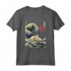 Ragamuffin Surfing the Kanagawa Wave - Divertente Maglietta per Proprietari di Gatti - Ideale per Regalo di Natale o Compleanni