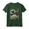 Ragamuffin Surfing the Kanagawa Wave - Divertente Maglietta per Proprietari di Gatti - Ideale per Regalo di Natale o Compleanni