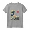 Ragamuffin Surfing the Kanagawa Wave - Divertente Maglietta per Proprietari di Gatti - Ideale per Regalo di Natale o Compleanni