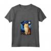 Ragamuffin Gatto Notte Stellata Pittura Mamma Papà Maglietta con Collo a V - Regalo Carino per Amanti dei Gatti - Ideale per Natale o Compleanno