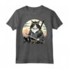 Gatto Ninja Giapponese Kawaii Ragamuffin Samurai Maglietta - Design Unico per Amanti dei Gatti e della Cultura Giapponese