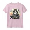 Gatto Ninja Giapponese Kawaii Ragamuffin Samurai Maglietta - Design Unico per Amanti dei Gatti e della Cultura Giapponese