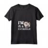 I'm Cataholic Funny Retro Ragamuffin Amanti dei Gatti & Proprietari Maglietta con Collo a V - Idea Regalo per Compleanni, Natale, Feste