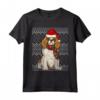 Ugly Christmas Xmas Spaniel Cavaliere Di Re Carlo Natale Maglietta - Regalo Divertente per Amanti dei Cani - Con Cappello di Babbo Natale