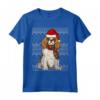 Ugly Christmas Xmas Spaniel Cavaliere Di Re Carlo Natale Maglietta - Regalo Divertente per Amanti dei Cani - Con Cappello di Babbo Natale