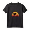 Donna T-Rex Cavaliere a piedi Re Carlo Spaniel Tyrannosaurus Maglietta Retro - Fantastico Design con Silhouette al Tramonto