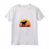 Donna T-Rex Cavaliere a piedi Re Carlo Spaniel Tyrannosaurus Maglietta Retro - Fantastico Design con Silhouette al Tramonto